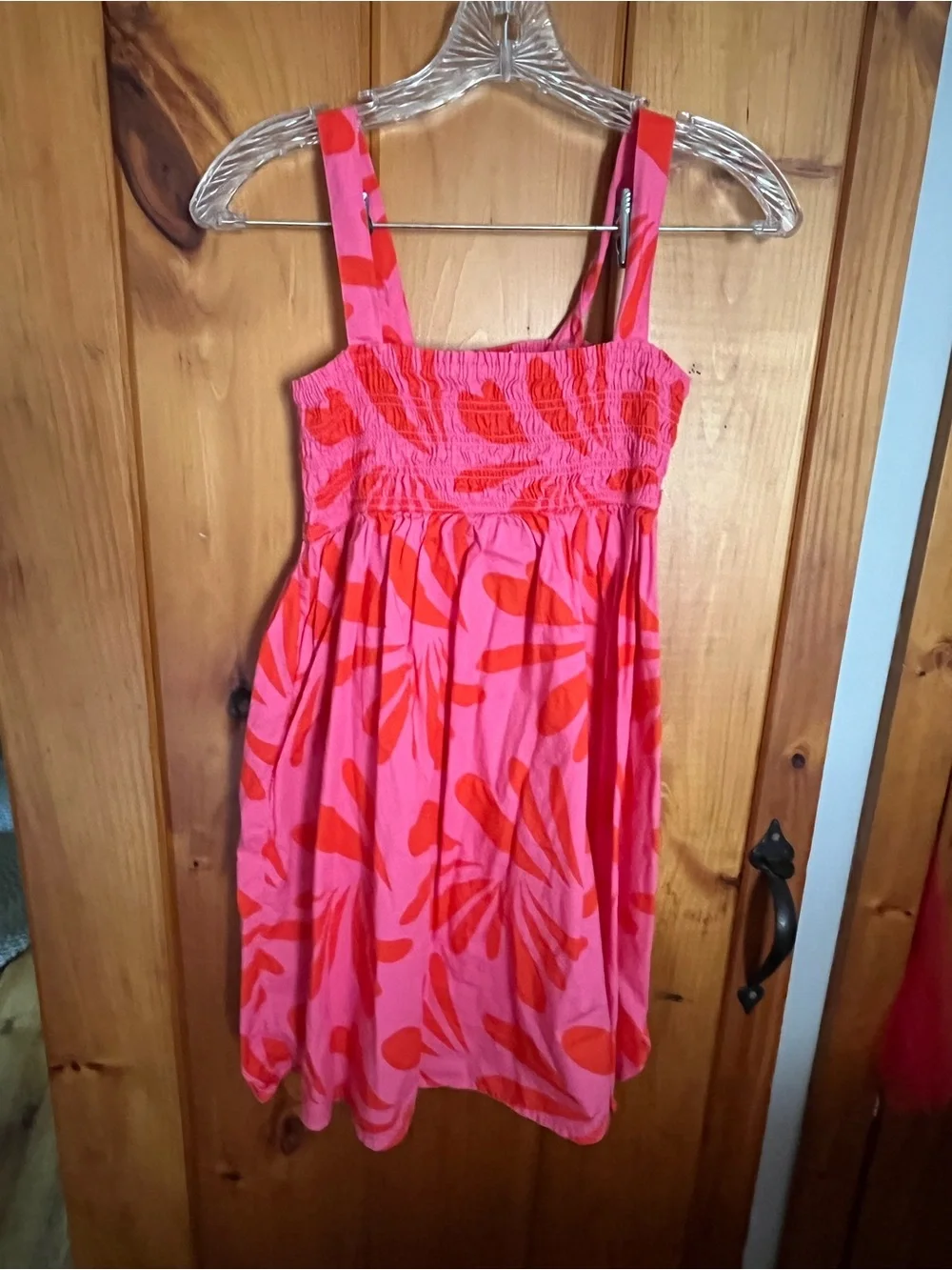 GAP Pink Dress with Red Leaf Print
